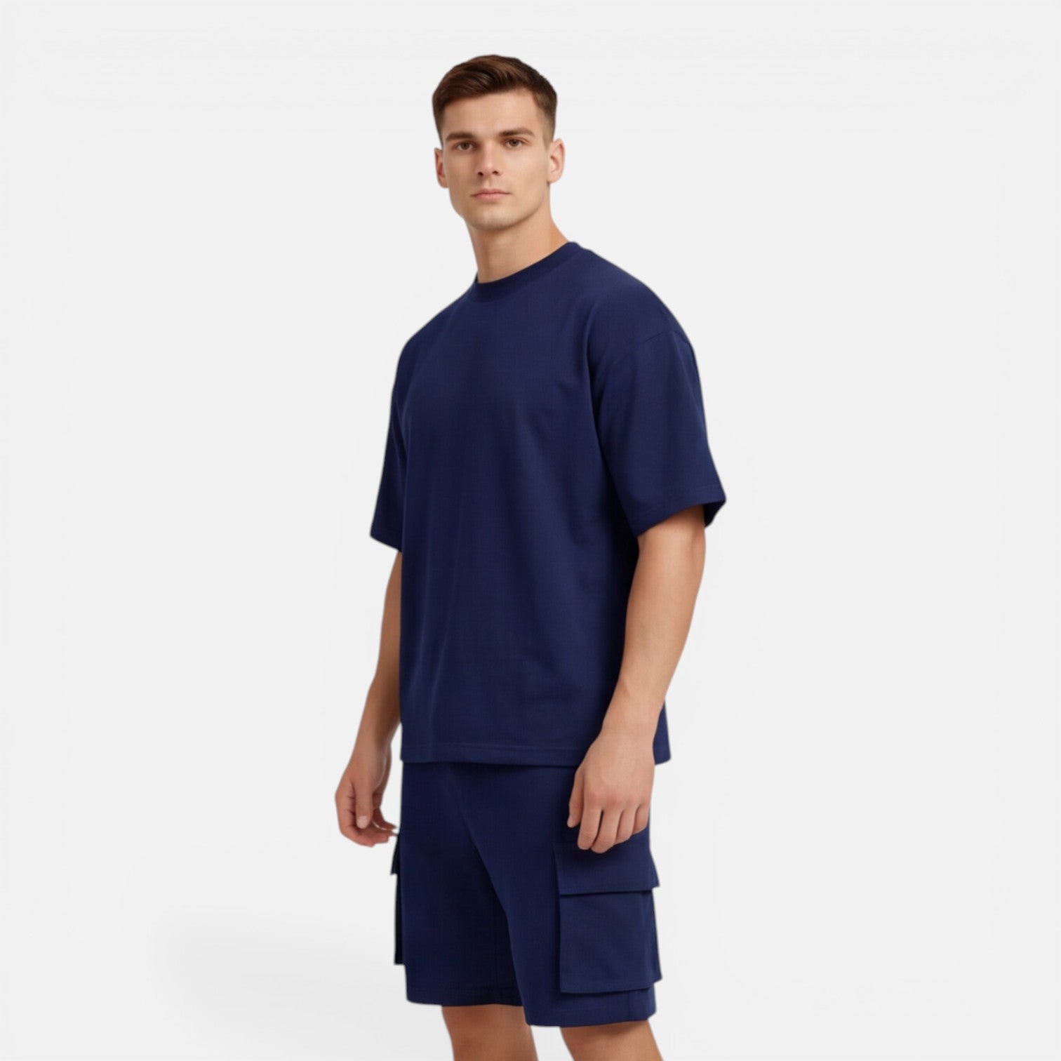 Men's Casual Summer T-Shirt and Cargo Shorts Set - Comfortable Cotton Outfit