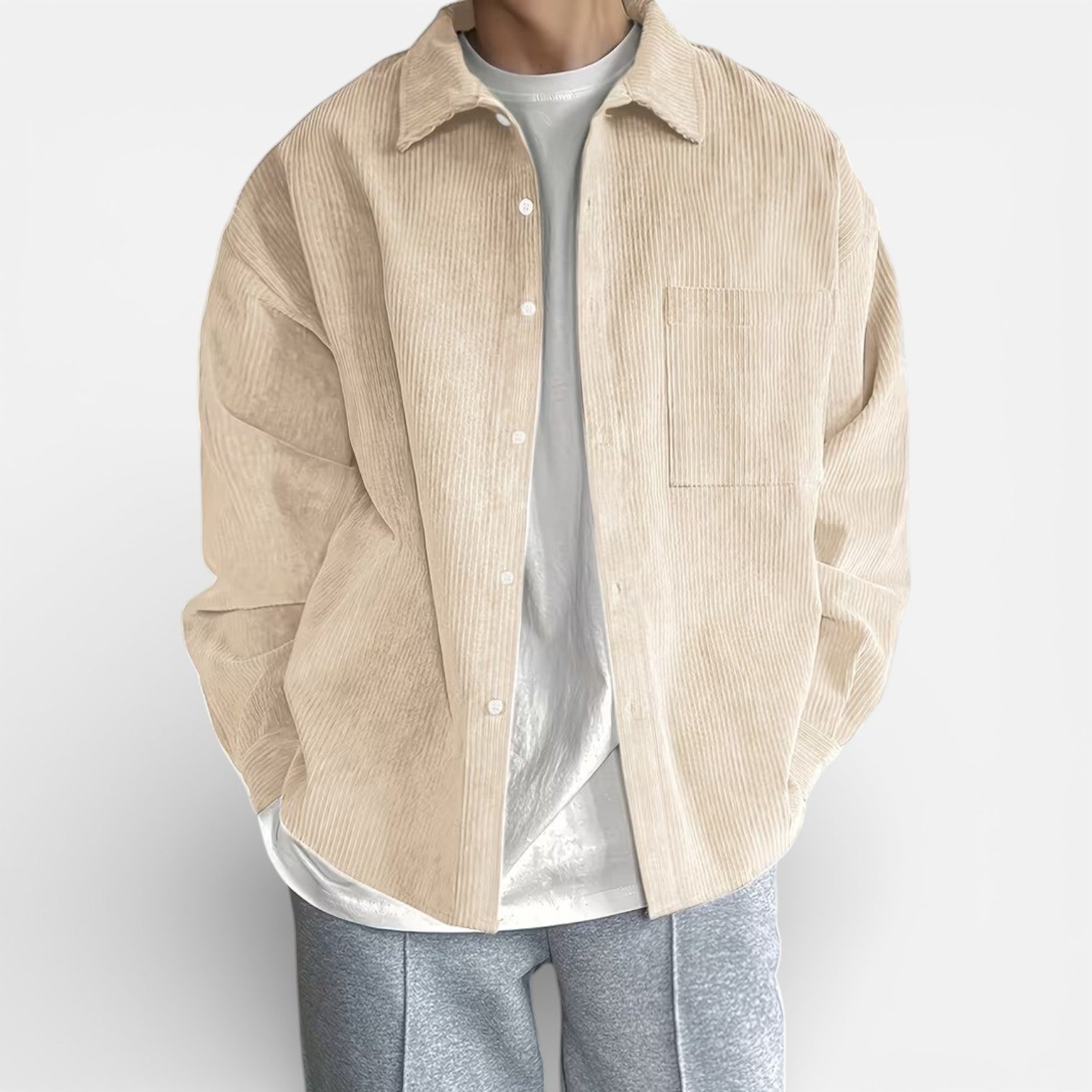 Men's Classic Smart Casual Overshirt Jacket - Versatile Cotton Blend Outerwear