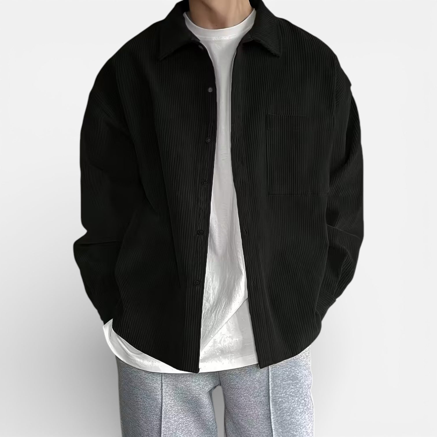 Men's Classic Smart Casual Overshirt Jacket - Versatile Cotton Blend Outerwear