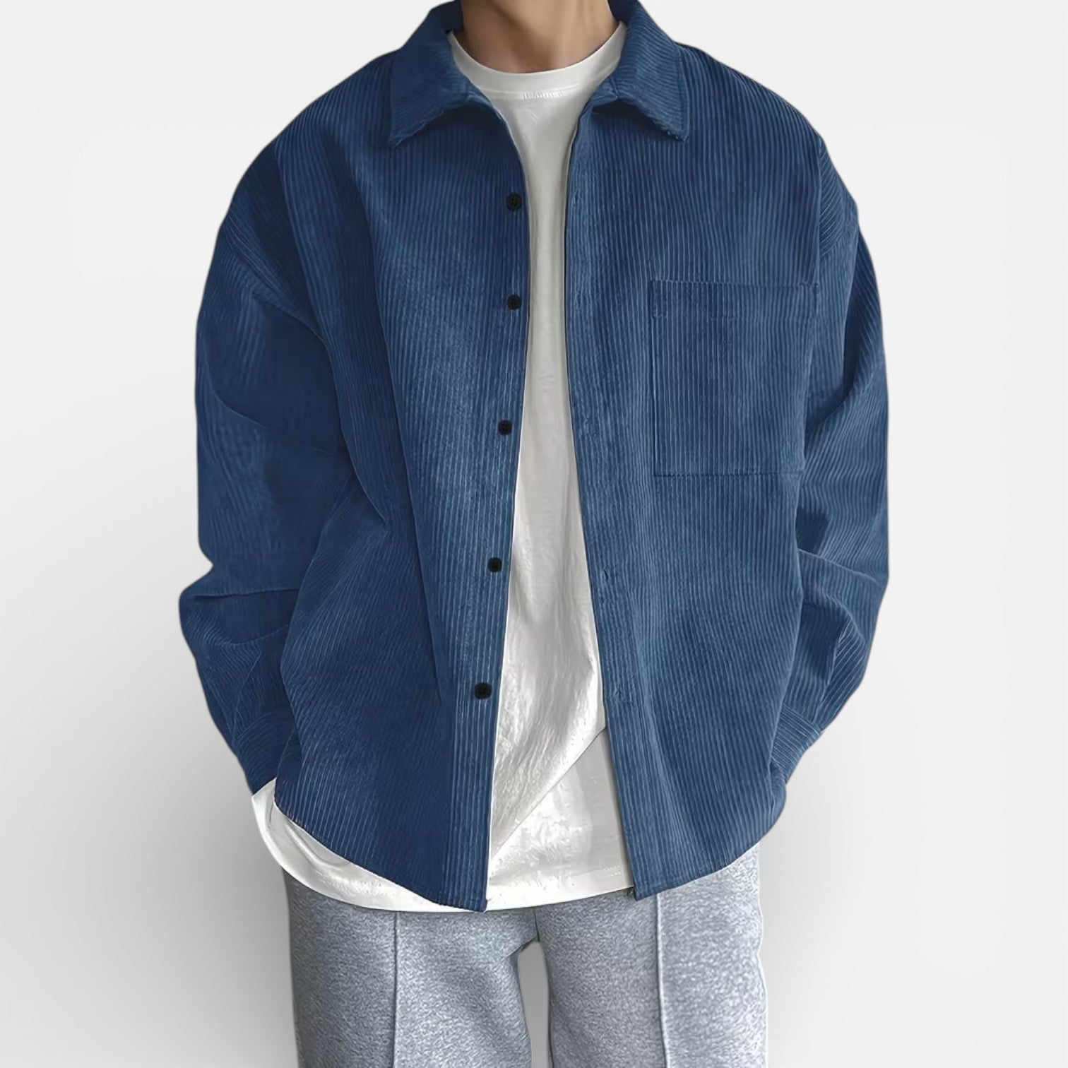Men's Classic Smart Casual Overshirt Jacket - Versatile Cotton Blend Outerwear