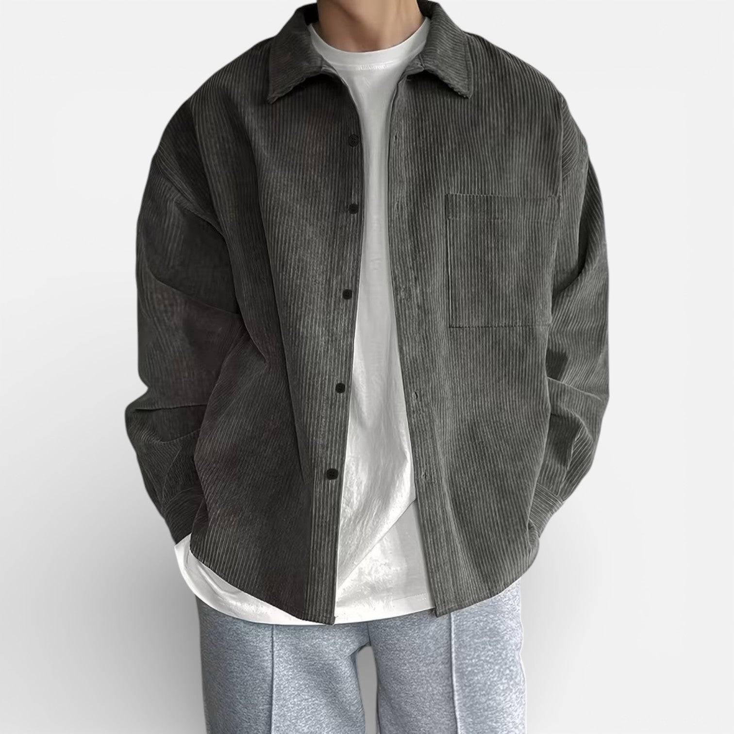 Men's Classic Smart Casual Overshirt Jacket - Versatile Cotton Blend Outerwear