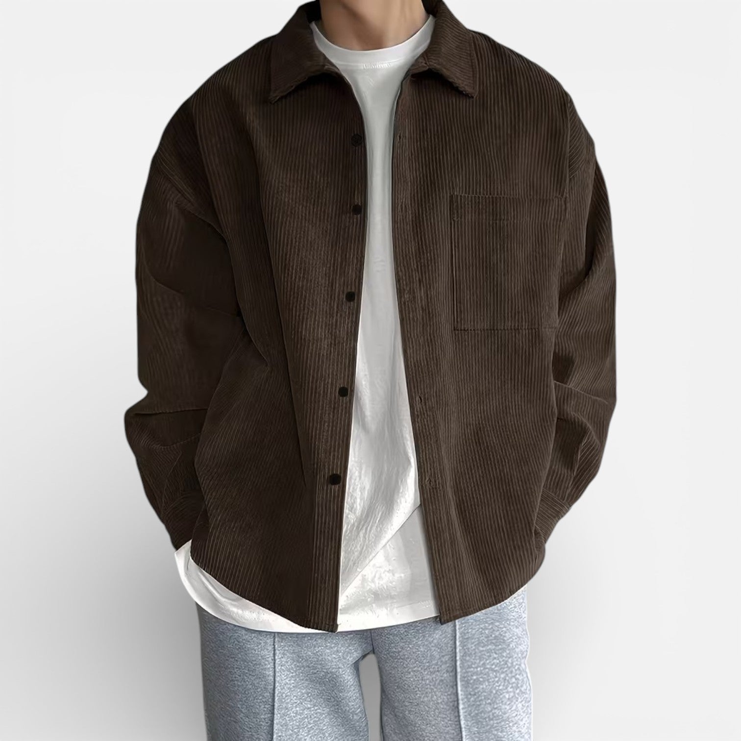 Men's Classic Smart Casual Overshirt Jacket - Versatile Cotton Blend Outerwear