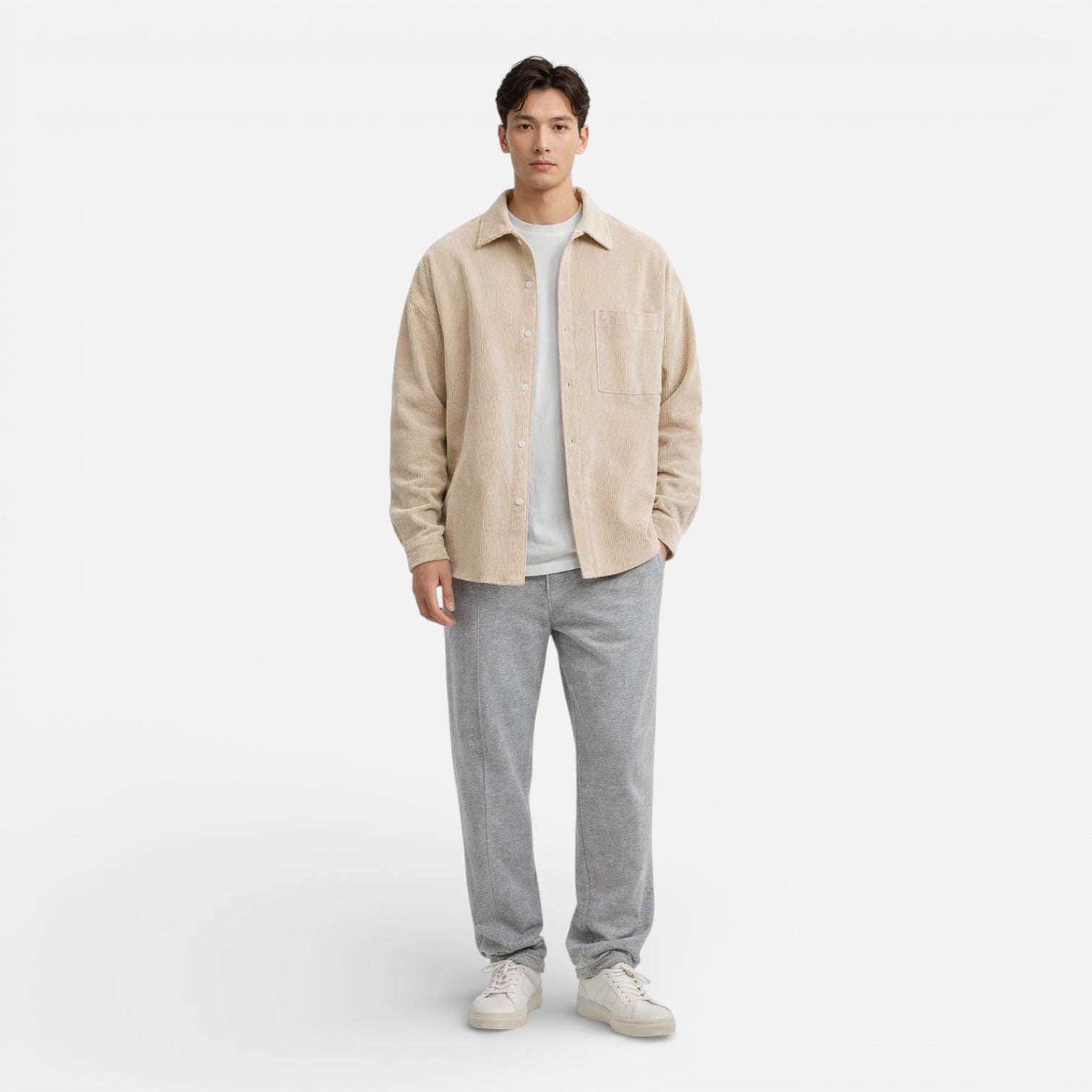 Men's Classic Smart Casual Overshirt Jacket - Versatile Cotton Blend Outerwear
