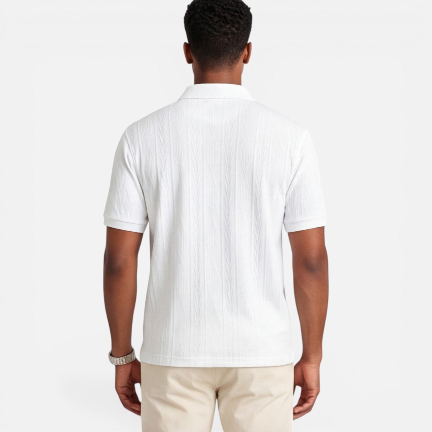 Men's Jacquard Knit Polo Shirt | Breathable Slim Fit Casual Wear