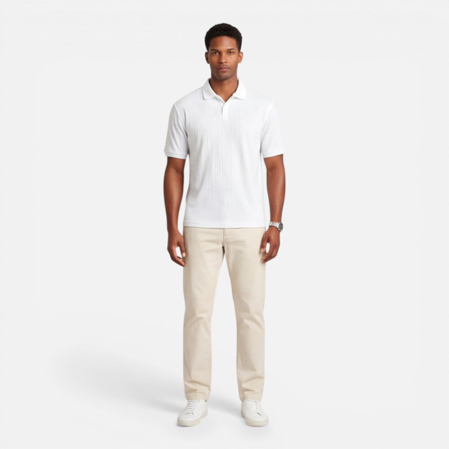 Men's Jacquard Knit Polo Shirt | Breathable Slim Fit Casual Wear