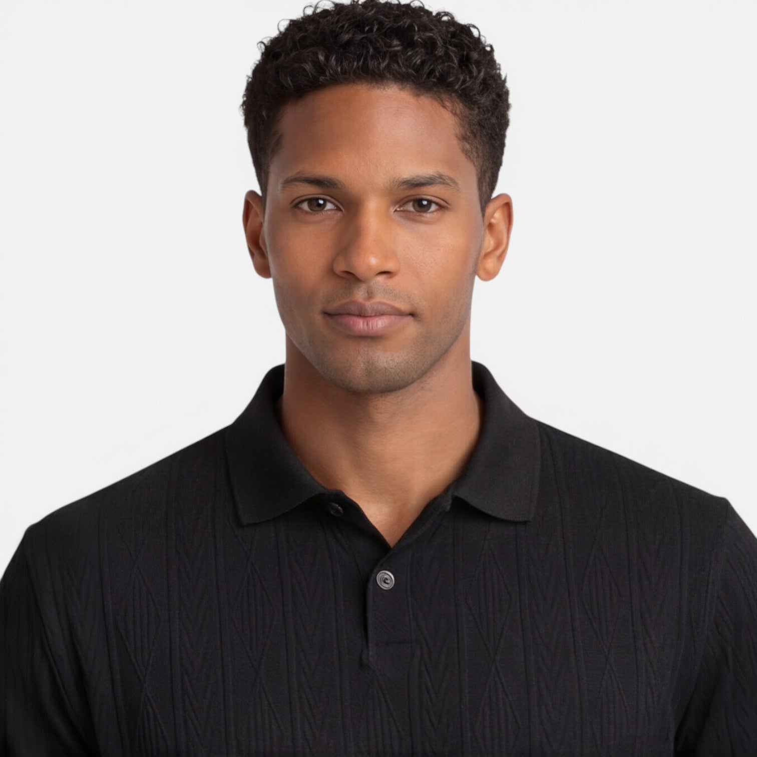 Men's Jacquard Knit Polo Shirt | Breathable Slim Fit Casual Wear