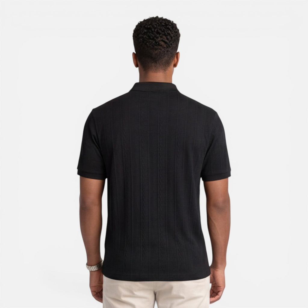Men's Jacquard Knit Polo Shirt | Breathable Slim Fit Casual Wear