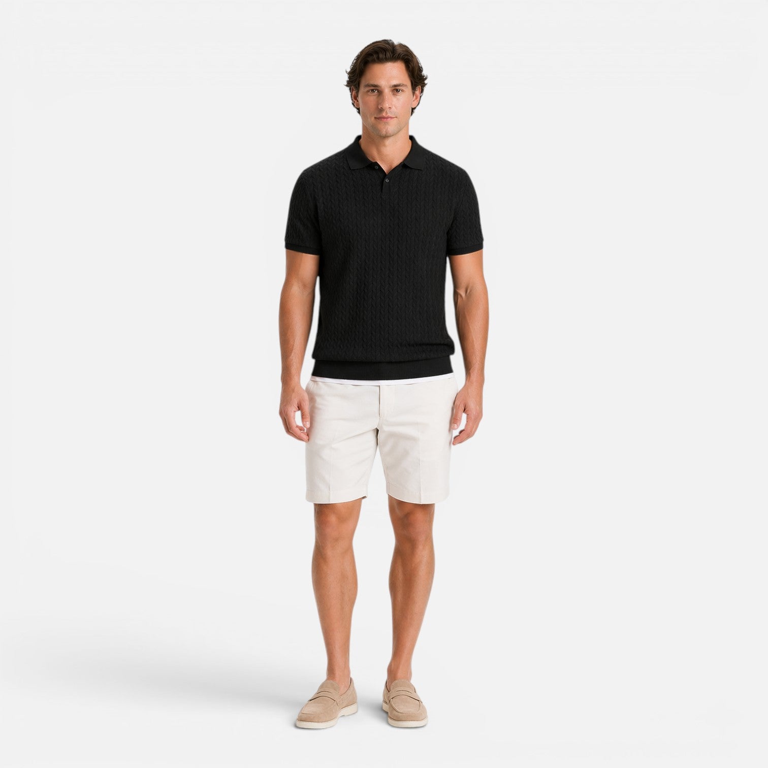 Men's Knit Polo Shirt | Textured Breathable Fabric | Regular Fit