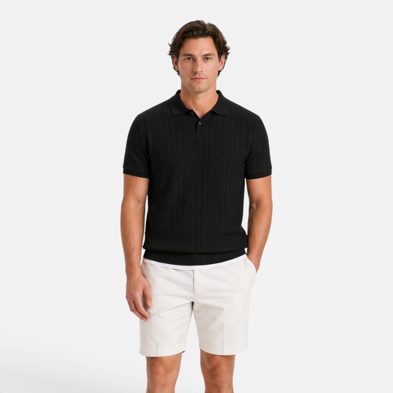 Men's Knit Polo Shirt | Textured Breathable Fabric | Regular Fit