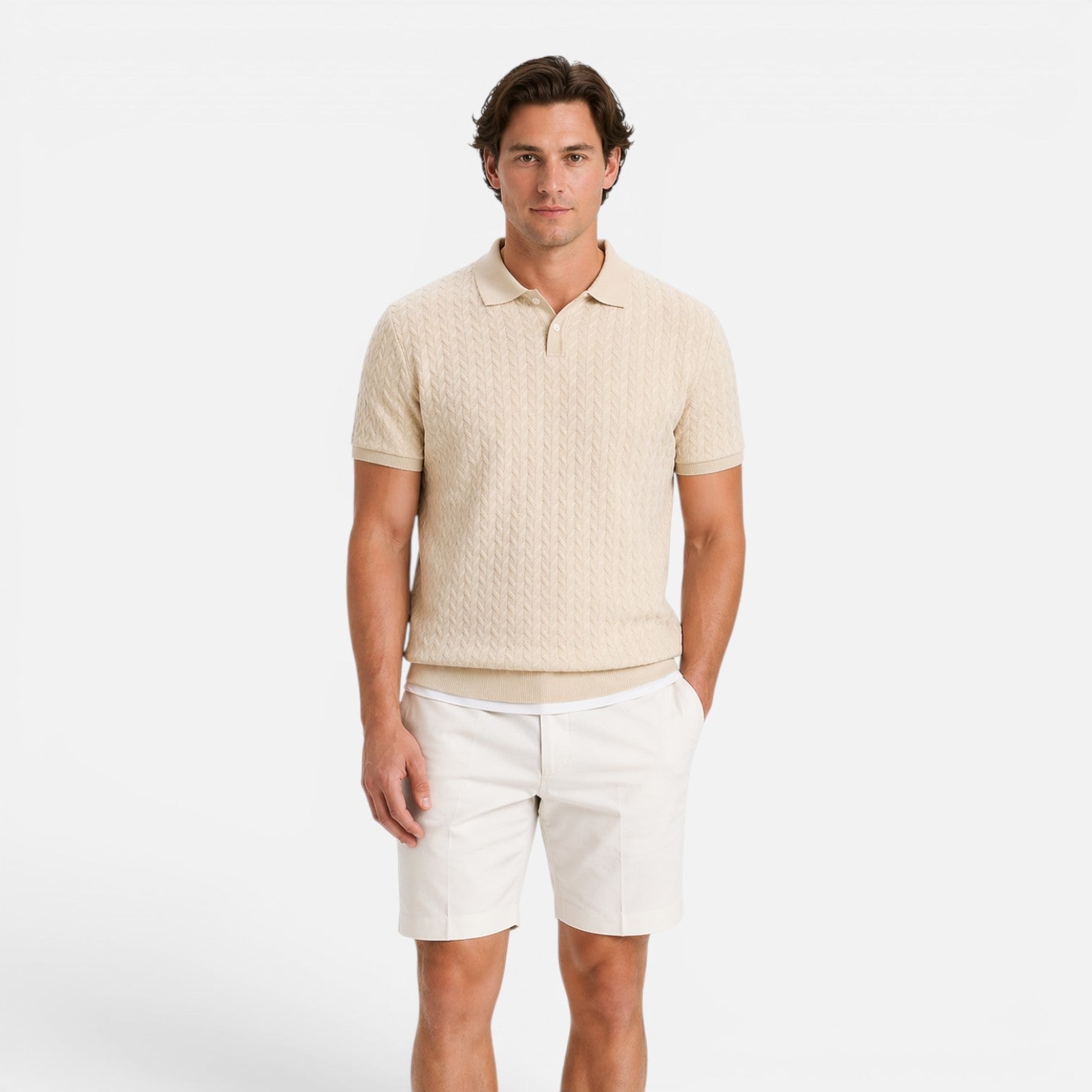 Men's Knit Polo Shirt | Textured Breathable Fabric | Regular Fit
