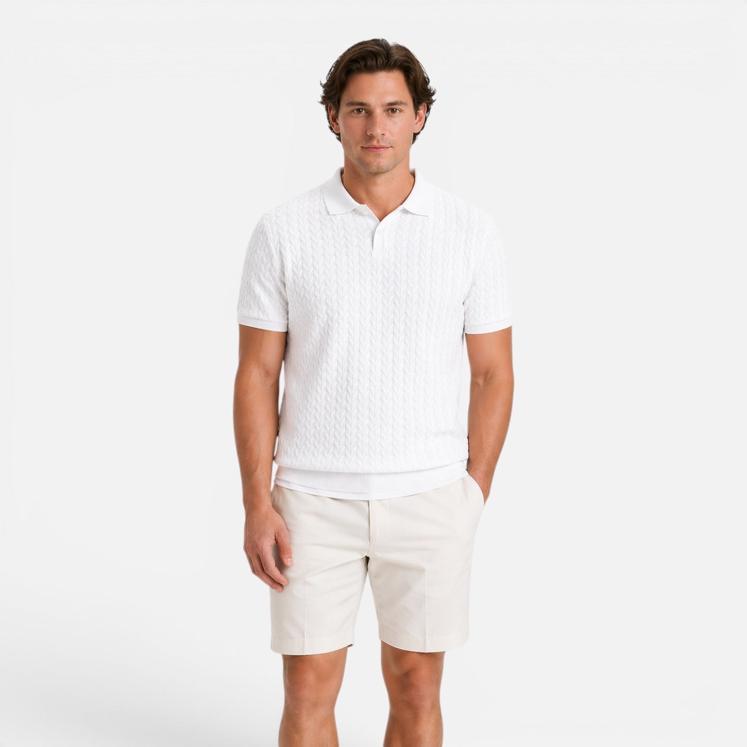 Men's Knit Polo Shirt | Textured Breathable Fabric | Regular Fit