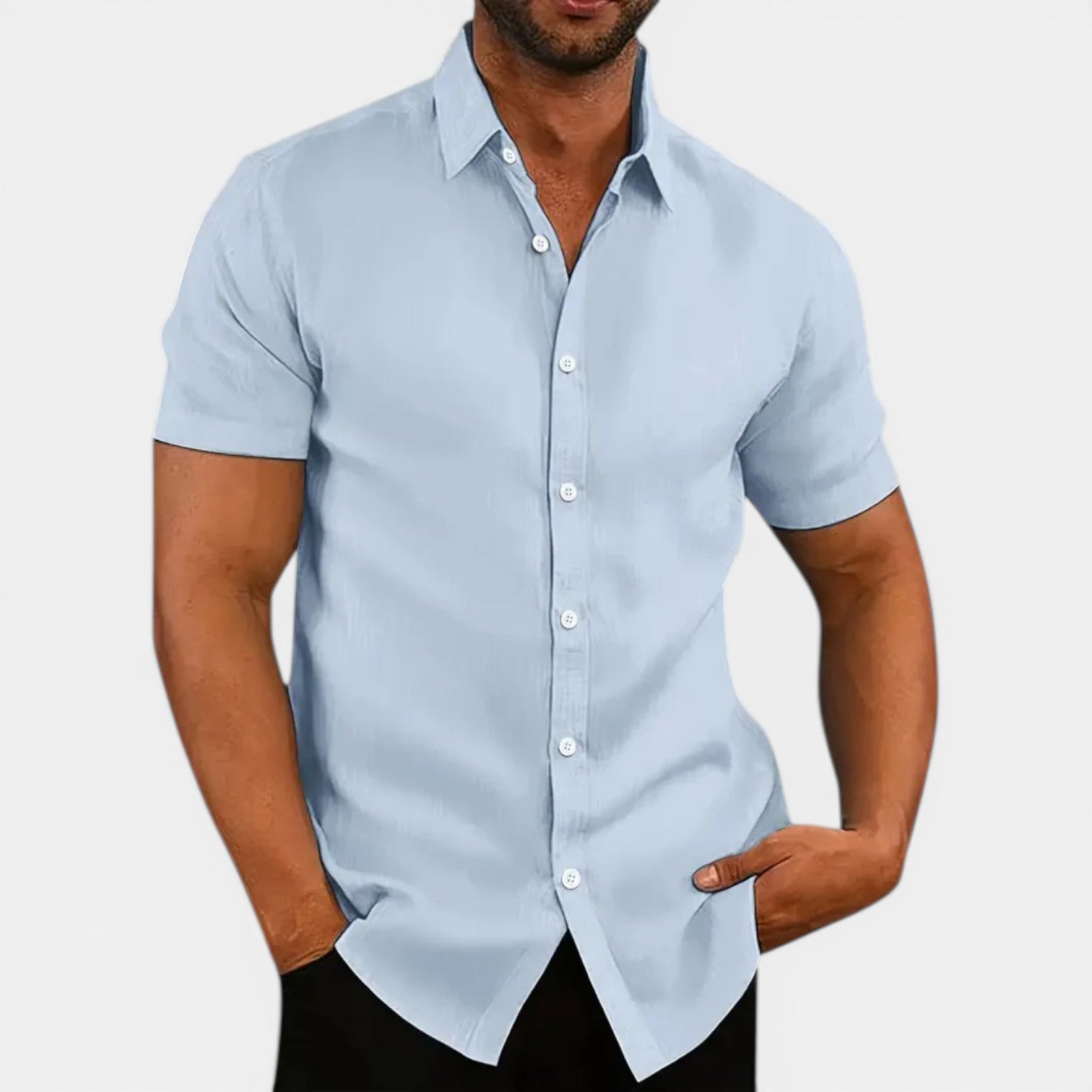Men's Lightweight Breathable Slim Fit Short Sleeve Summer Shirt