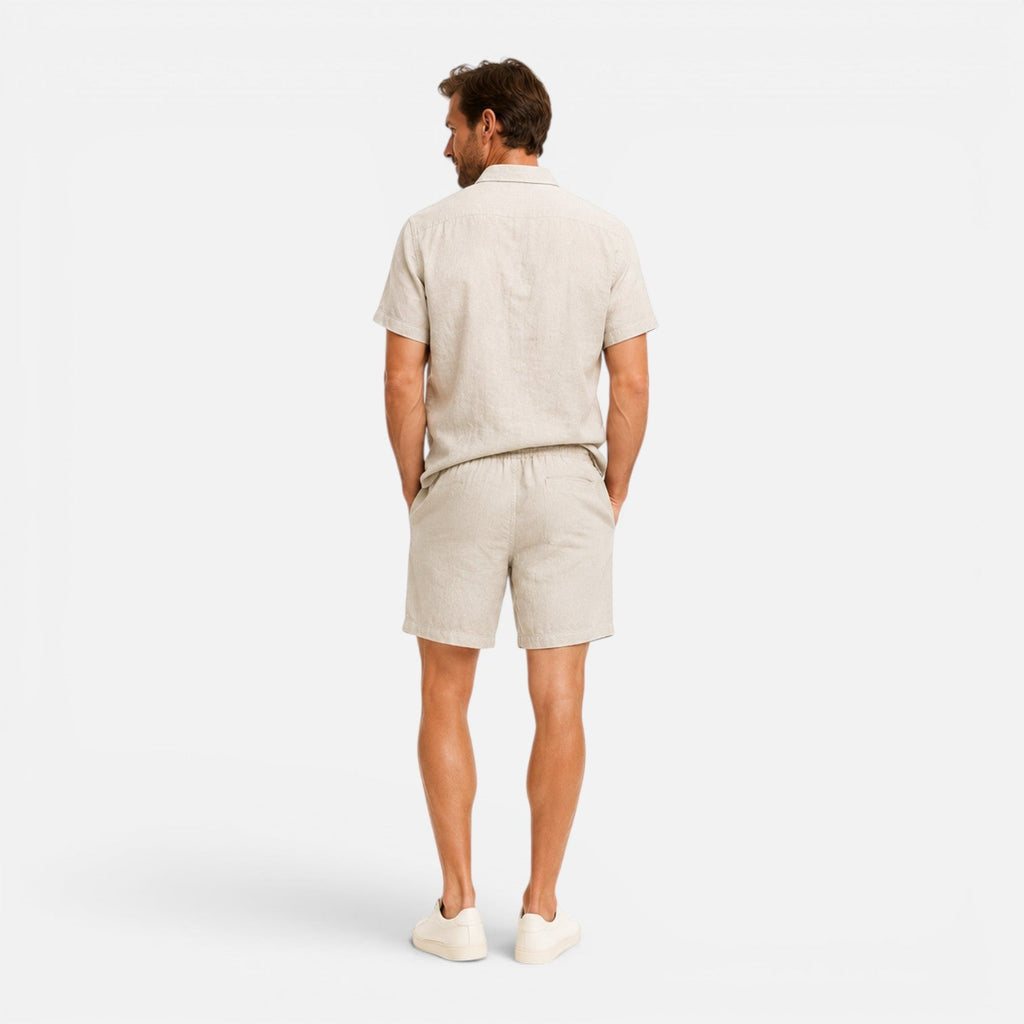 Men's Lightweight Breathable Summer Shirt and Shorts Set for Casual Wear