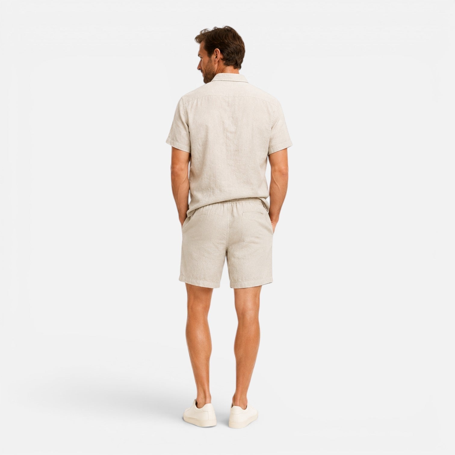 Men's Lightweight Breathable Summer Shirt and Shorts Set for Casual Wear