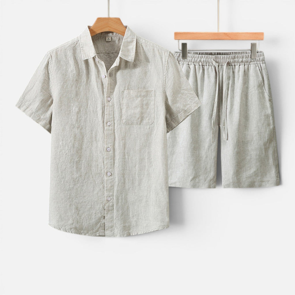 Men's Lightweight Breathable Summer Shirt and Shorts Set for Casual Wear