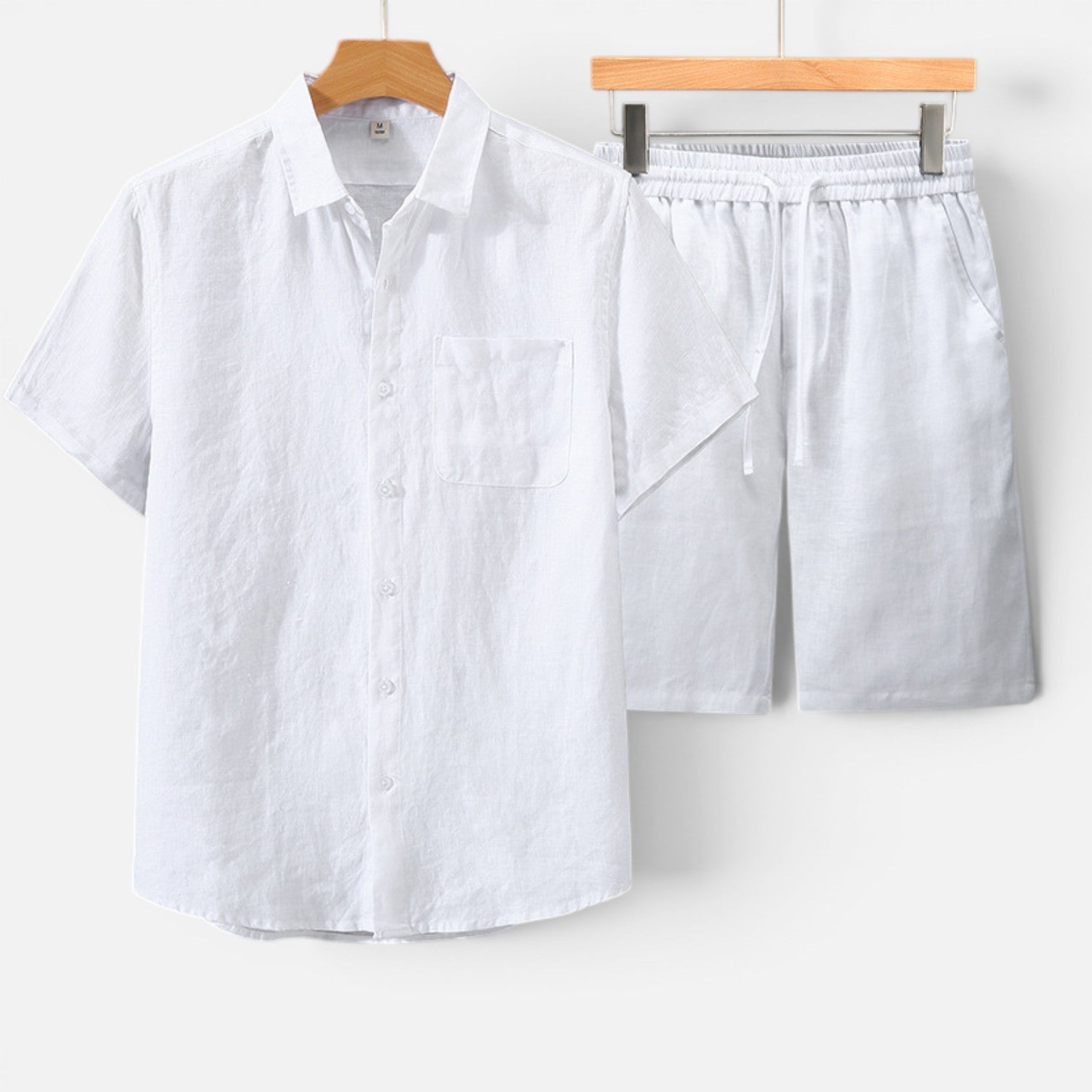 Men's Lightweight Breathable Summer Shirt and Shorts Set for Casual Wear