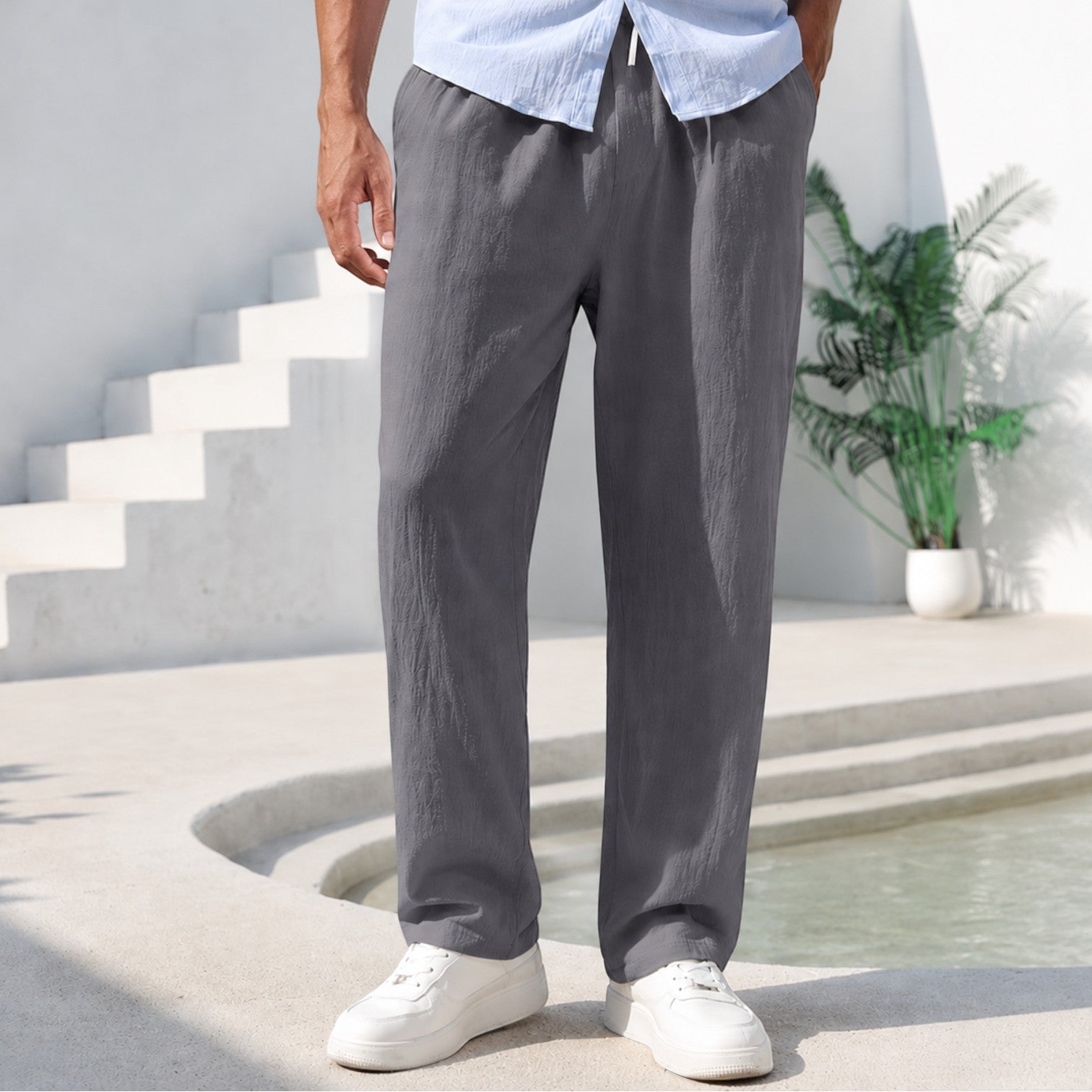 Men's Lightweight Casual Summer Trousers | Relaxed Fit Pants for Everyday Wear
