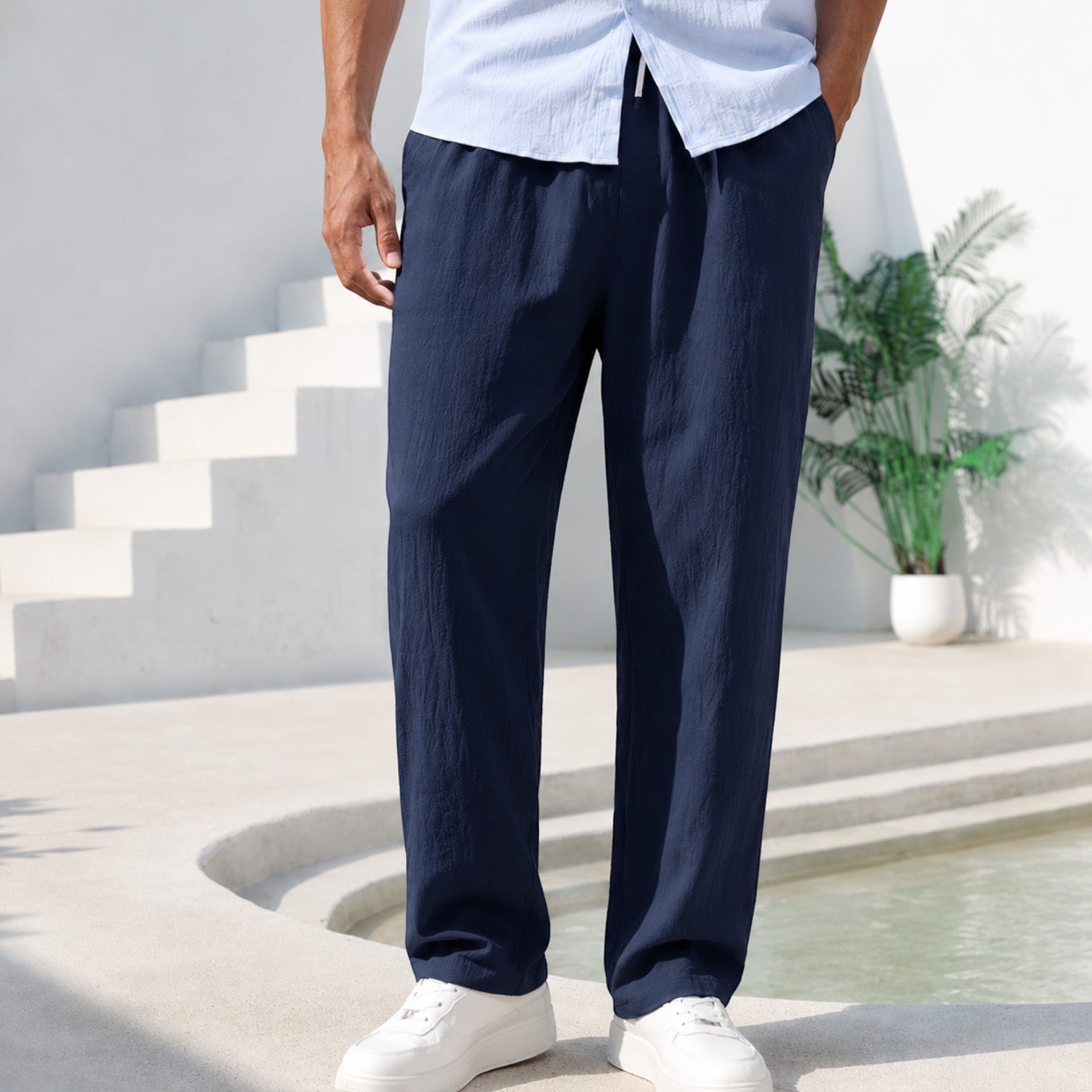 Men's Lightweight Casual Summer Trousers | Relaxed Fit Pants for Everyday Wear