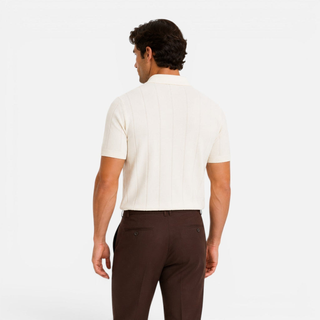 Men's Lightweight Knitted Polo Shirt - Breathable Slim Fit for Summer