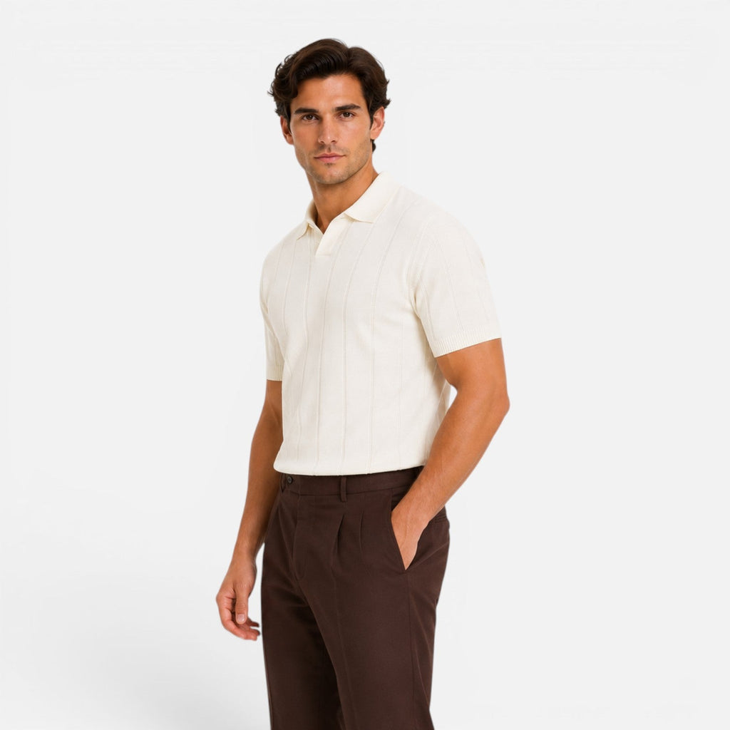 Men's Lightweight Knitted Polo Shirt - Breathable Slim Fit for Summer