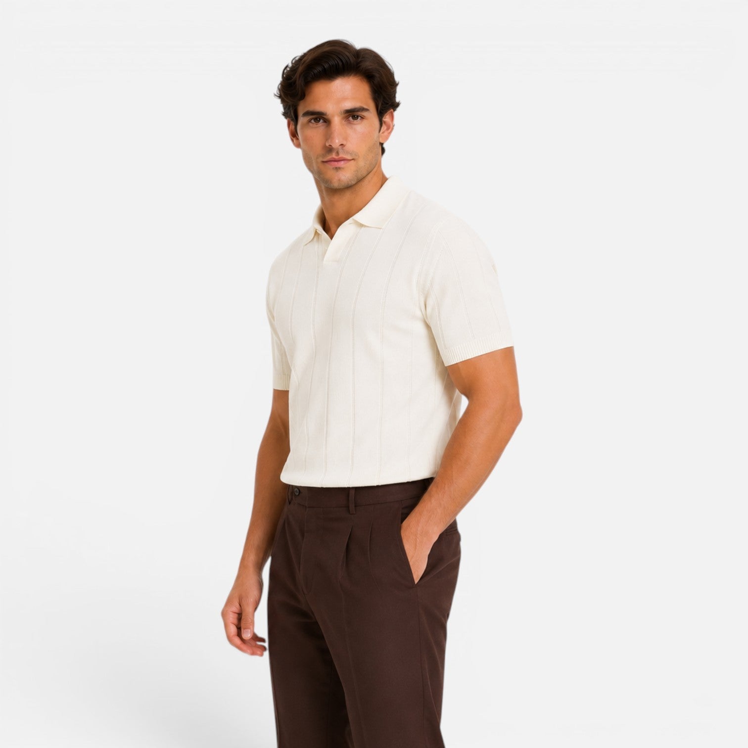 Men's Lightweight Knitted Polo Shirt - Breathable Slim Fit for Summer