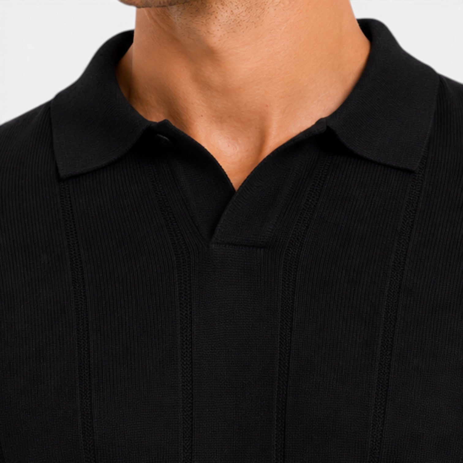 Men's Lightweight Knitted Polo Shirt - Breathable Slim Fit for Summer