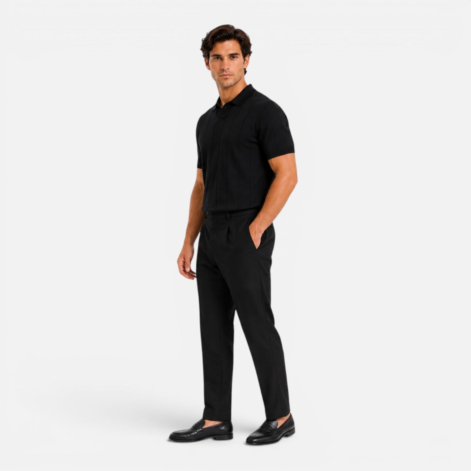 Men's Lightweight Knitted Polo Shirt - Breathable Slim Fit for Summer
