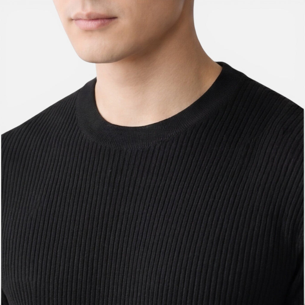 Men's Lightweight Ribbed Knit Slim Fit T-Shirt for Summer Wear