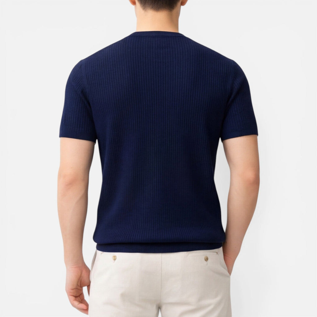 Men's Lightweight Ribbed Knit Slim Fit T-Shirt for Summer Wear