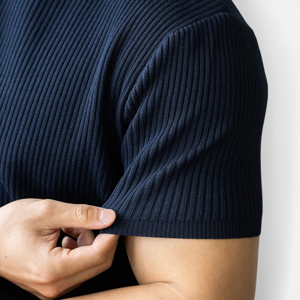 Men's Lightweight Ribbed Knit Slim Fit T-Shirt for Summer Wear
