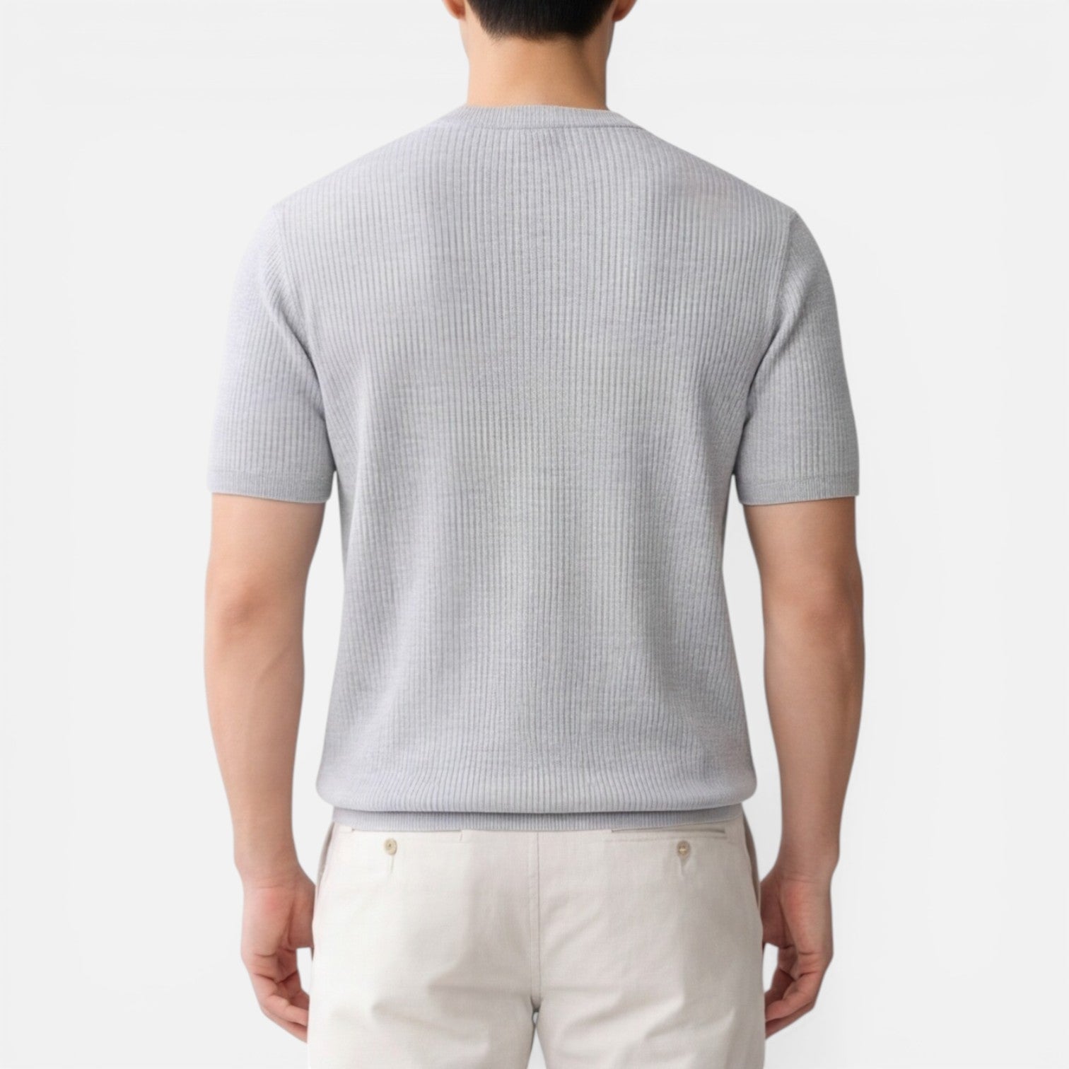 Men's Lightweight Ribbed Knit Slim Fit T-Shirt for Summer Wear