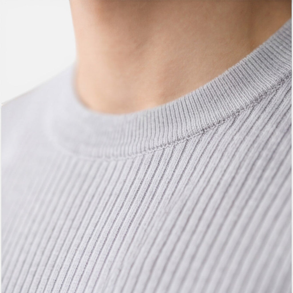 Men's Lightweight Ribbed Knit Slim Fit T-Shirt for Summer Wear