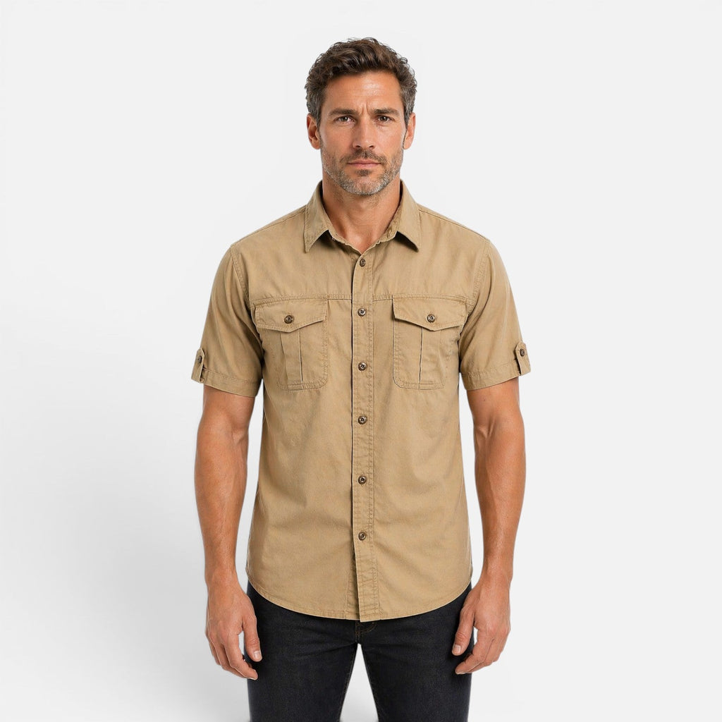 Men's Lightweight Short Sleeve Safari Shirt for Summer Outdoor Activities