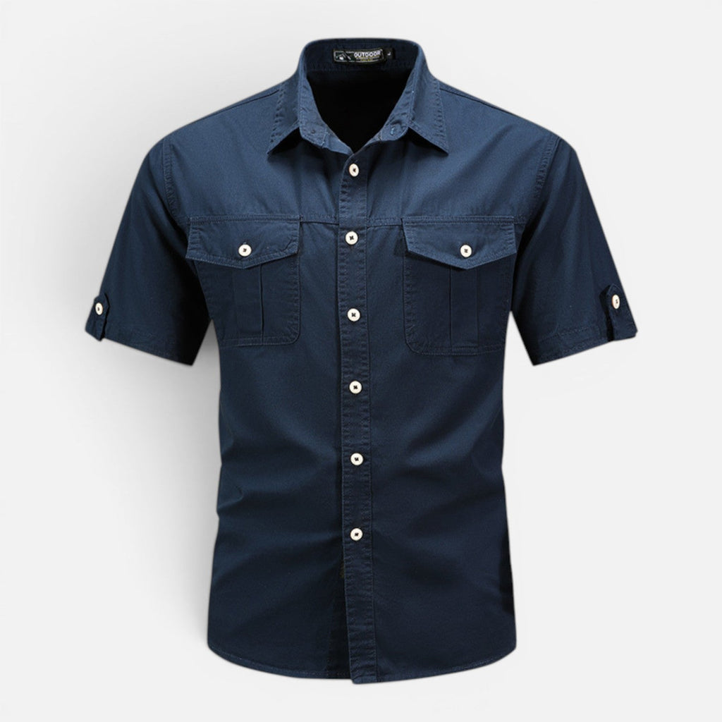 Men's Lightweight Short Sleeve Safari Shirt for Summer Outdoor Activities