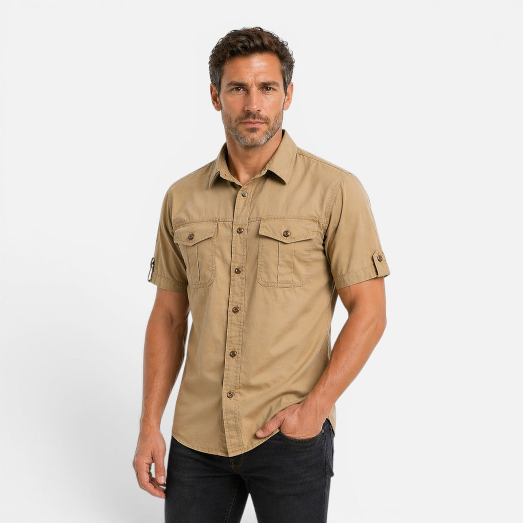 Men's Lightweight Short Sleeve Safari Shirt for Summer Outdoor Activities