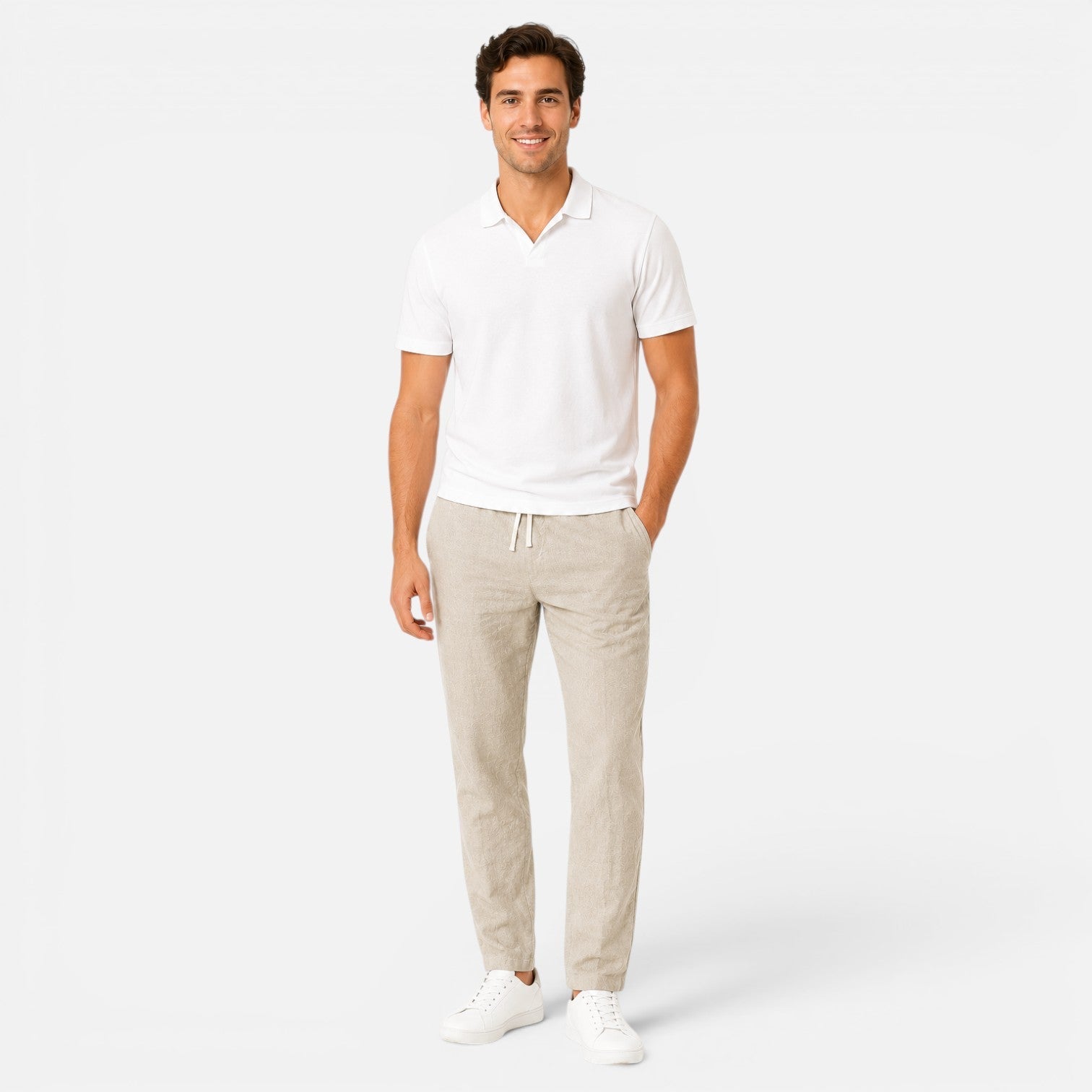 Men's Lightweight Slim Fit Drawstring Trousers for Summer Casual Wear