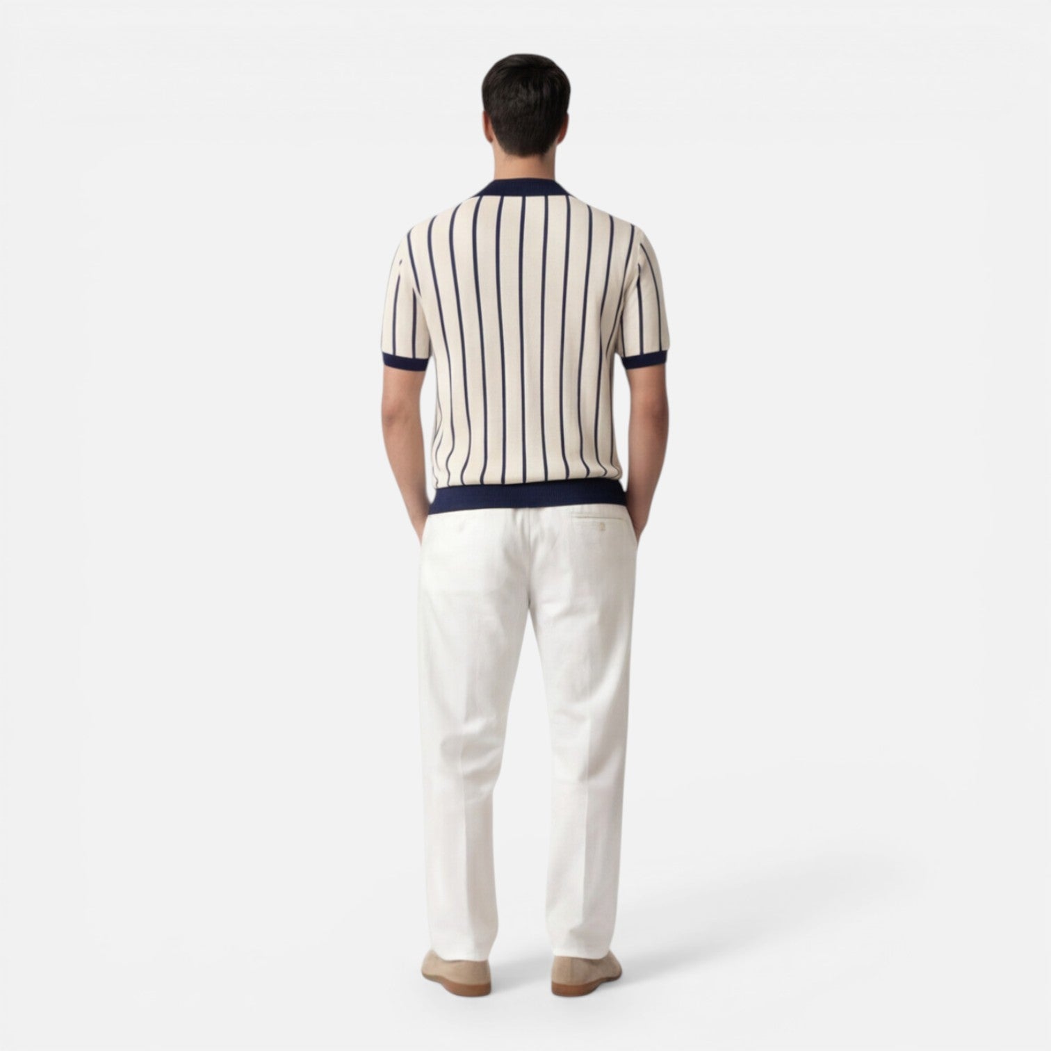 Men's Lightweight Striped Knit Polo Shirt | Classic Fit for Summer Wear