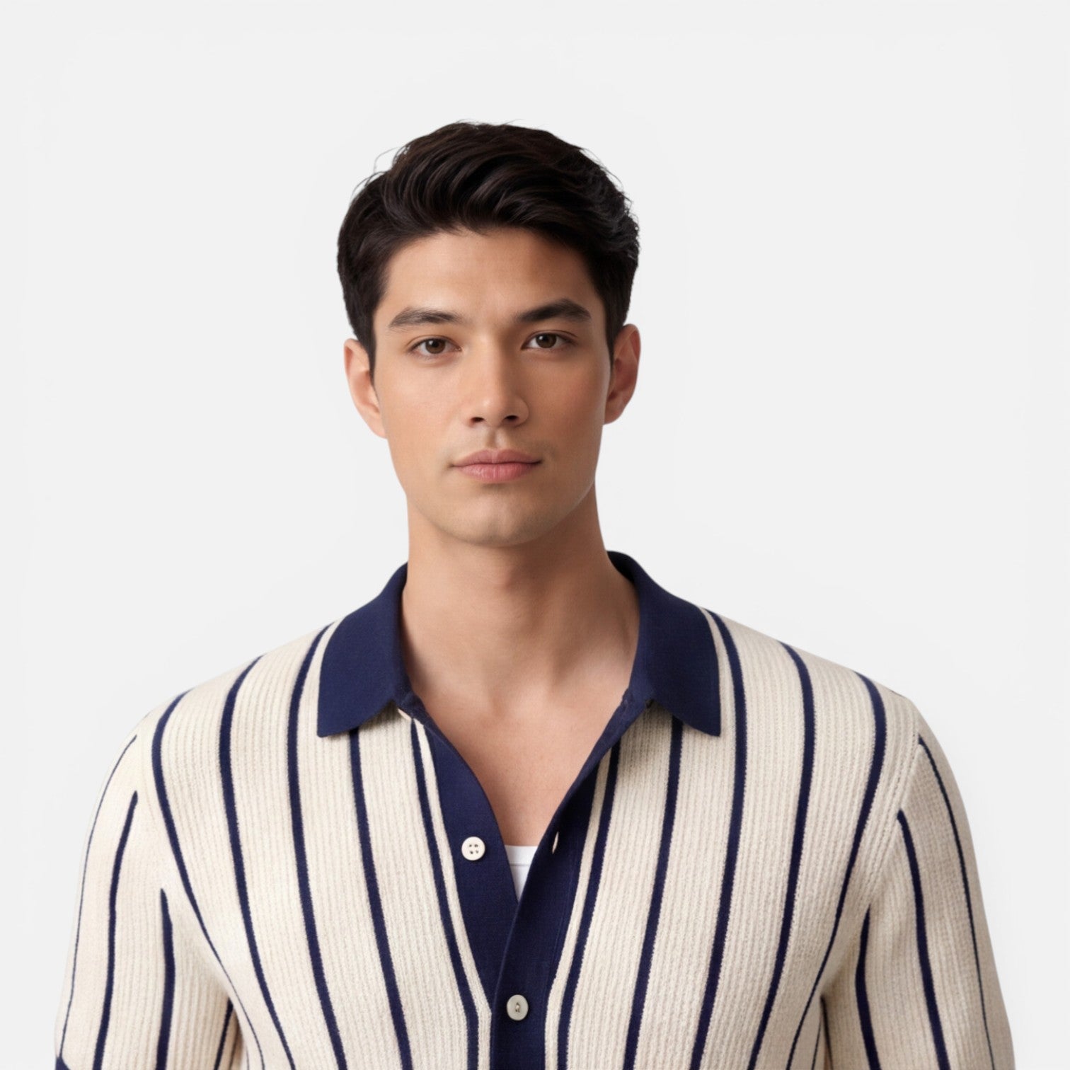 Men's Lightweight Striped Knit Polo Shirt | Classic Fit for Summer Wear