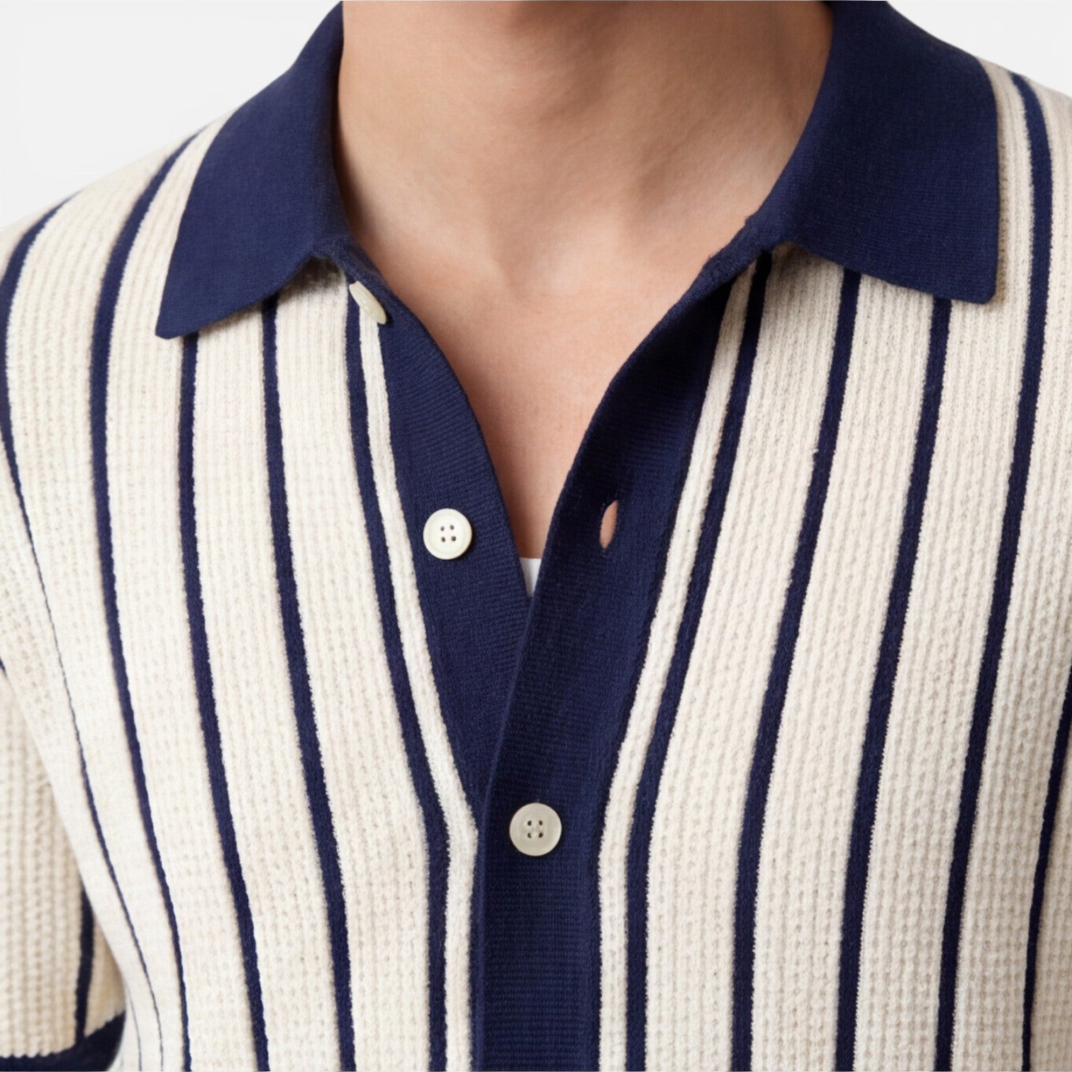 Men's Lightweight Striped Knit Polo Shirt | Classic Fit for Summer Wear
