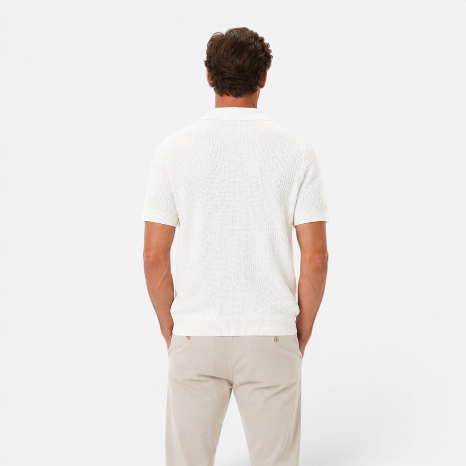 Men's Lightweight Textured Knit Polo Shirt for Summer Wear