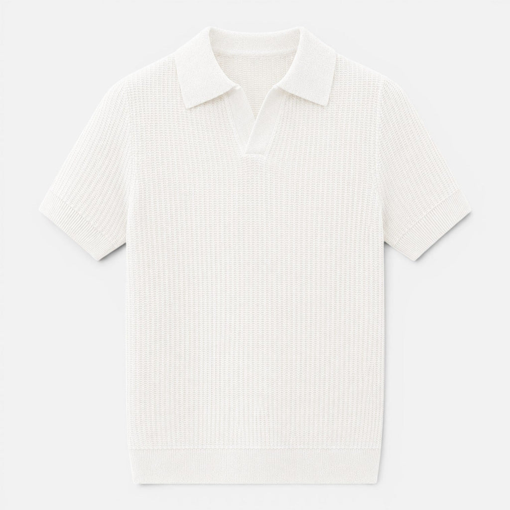 Men's Lightweight Textured Knit Polo Shirt for Summer Wear