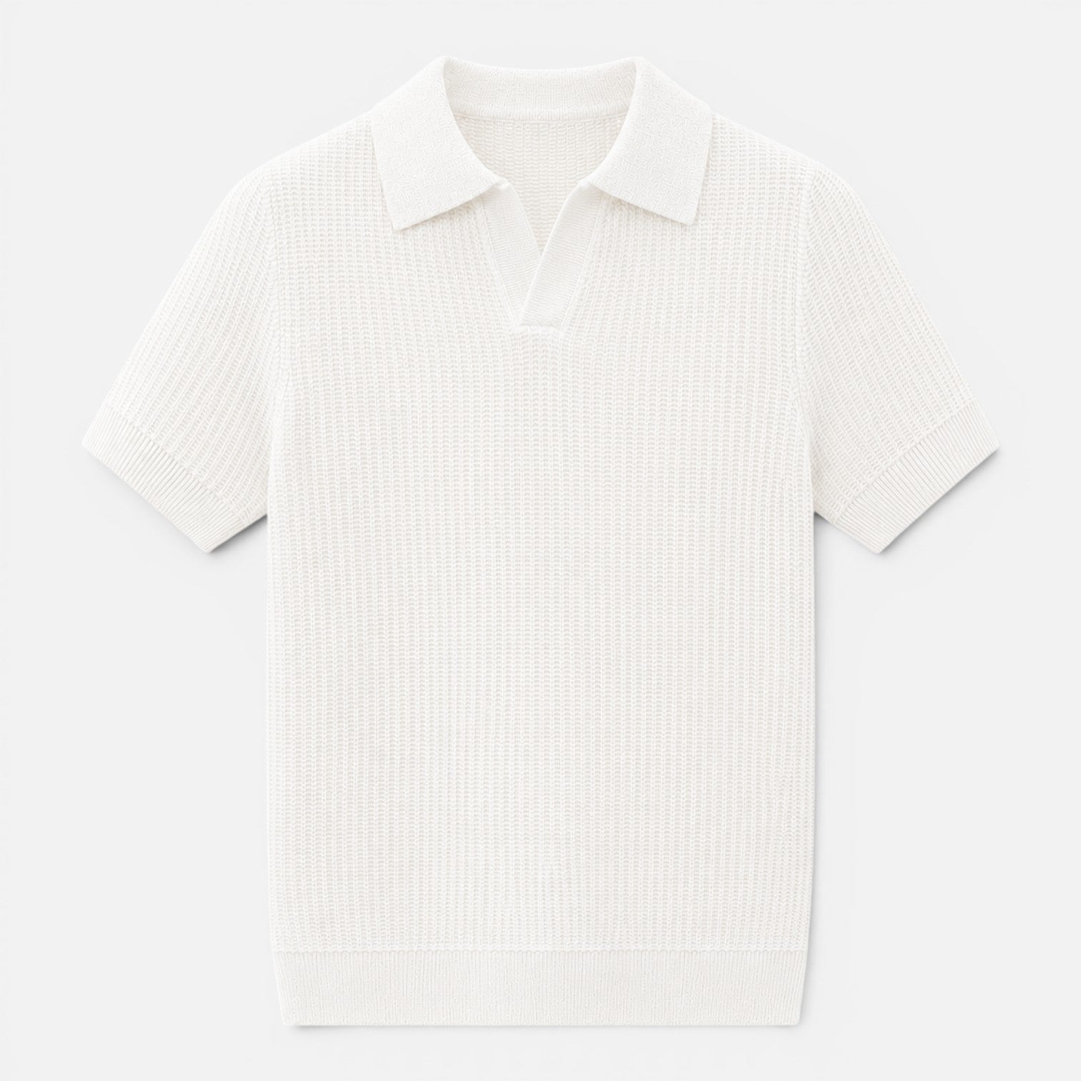 Men's Lightweight Textured Knit Polo Shirt for Summer Wear
