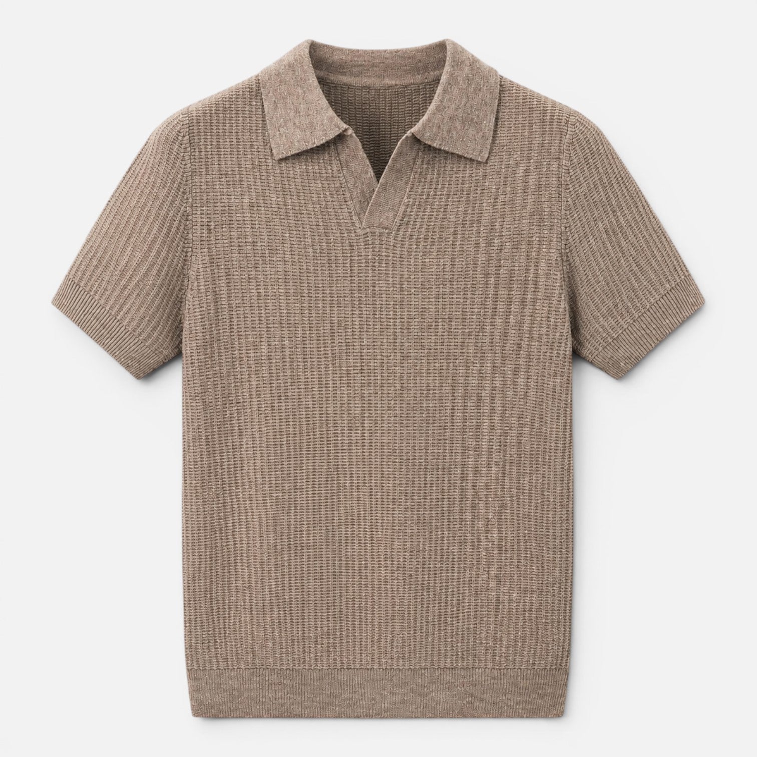 Men's Lightweight Textured Knit Polo Shirt for Summer Wear