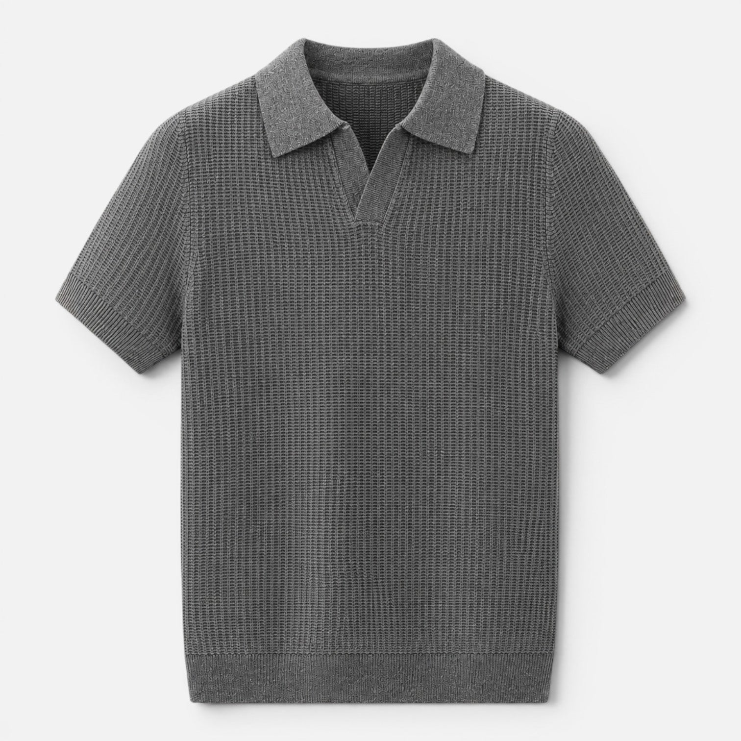 Men's Lightweight Textured Knit Polo Shirt for Summer Wear