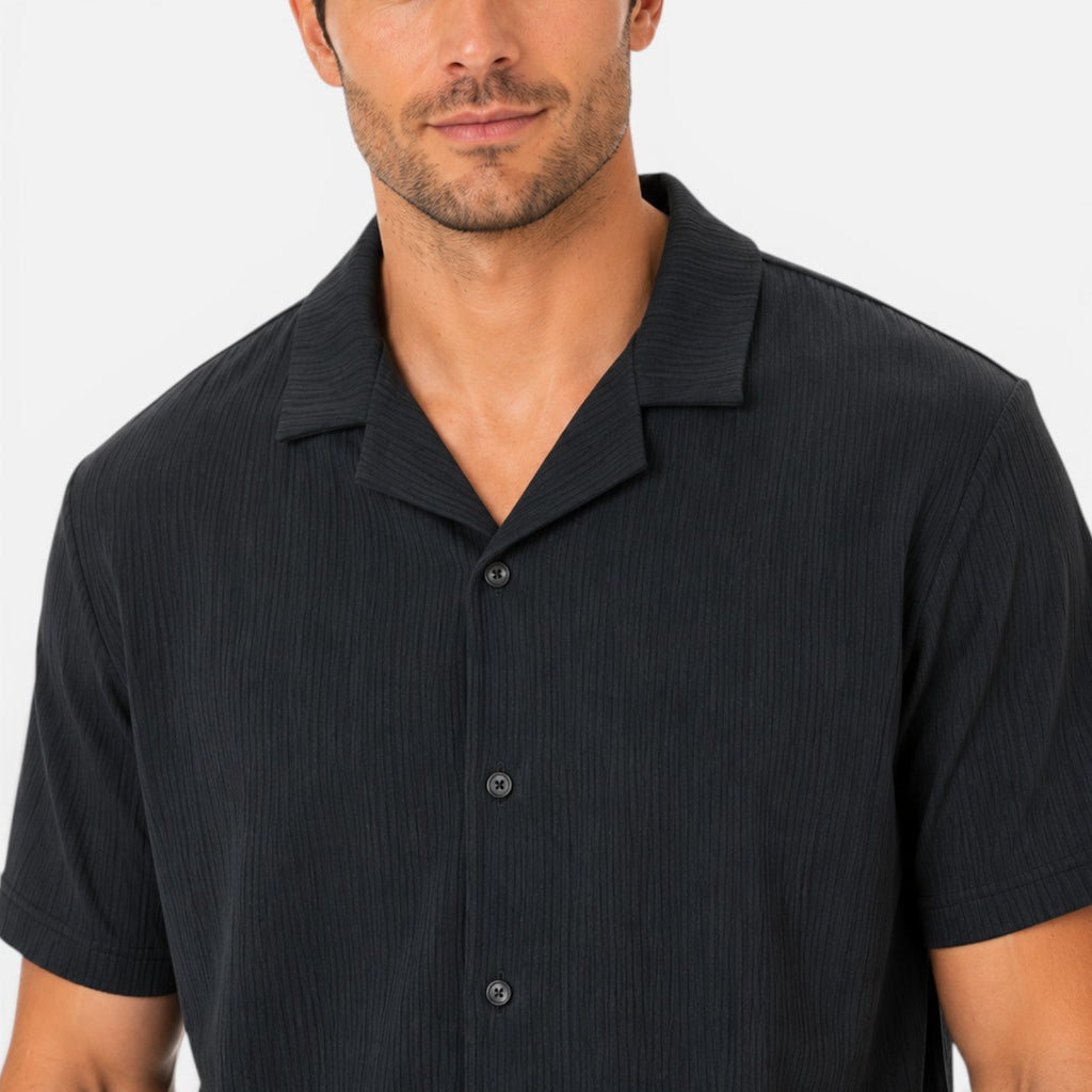Men's Lightweight Textured Shirt and Shorts Set for Summer Casual Wear