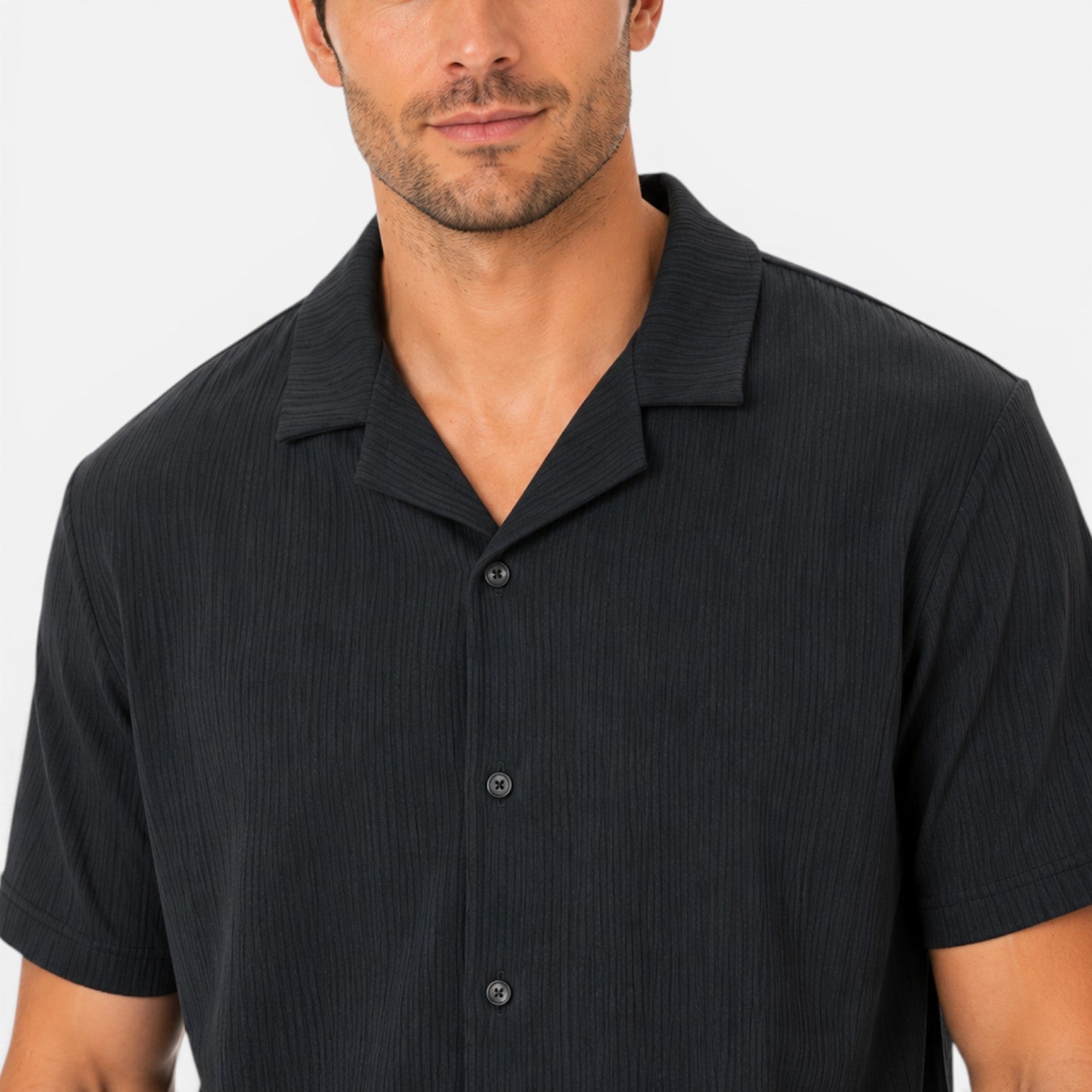 Men's Lightweight Textured Shirt and Shorts Set for Summer Casual Wear