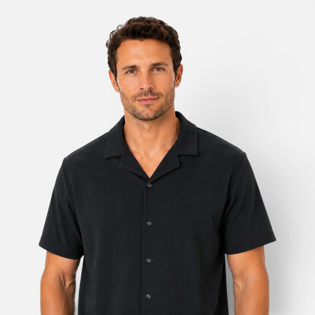 Men's Lightweight Textured Shirt and Shorts Set for Summer Casual Wear