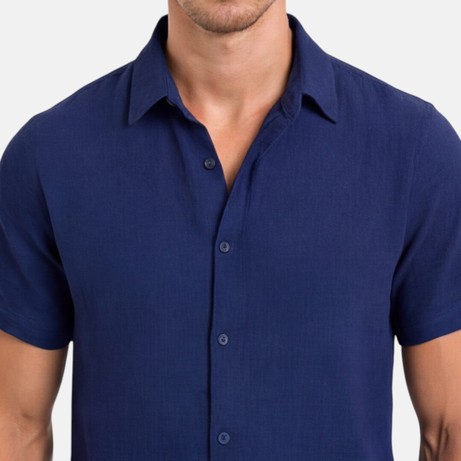 Men's Linen Cotton Blend Short Sleeve Shirt – Breathable Summer Wear