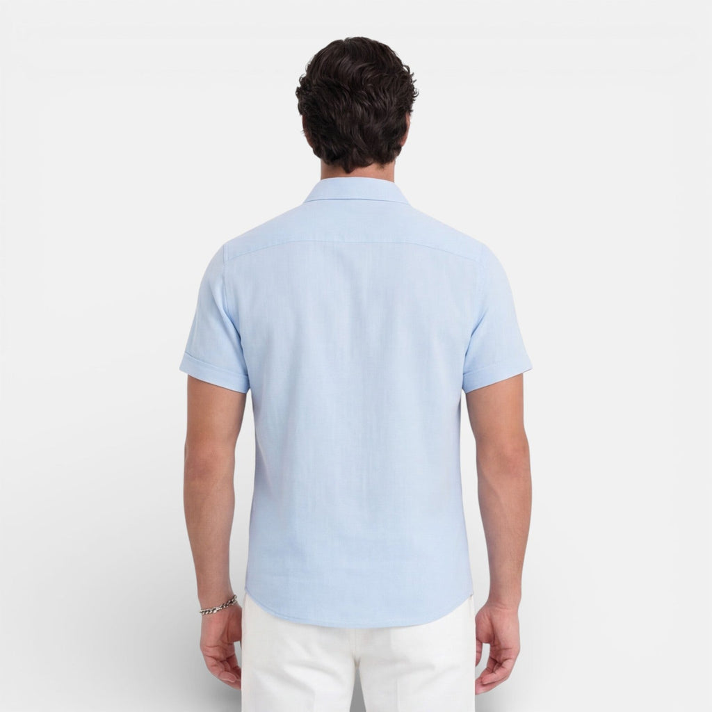 Men's Linen Cotton Blend Short Sleeve Shirt – Breathable Summer Wear
