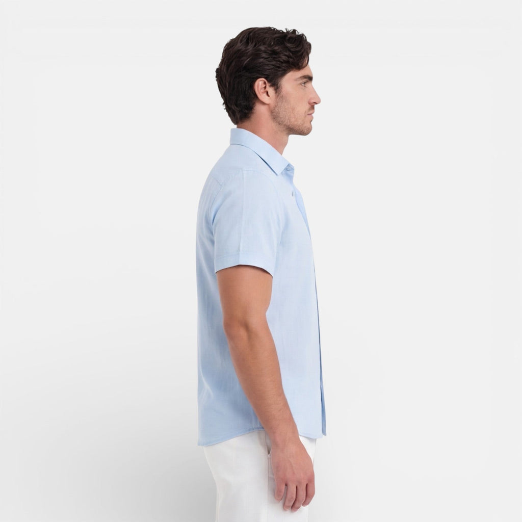 Men's Linen Cotton Blend Short Sleeve Shirt – Breathable Summer Wear